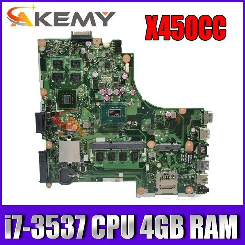 

Материнская плата X450CC i7-3537 CPU 4GB RAM Материнская плата ASUS X450CC X450C A450C Y481C, протестированная Материнская плата ноутбука, ОК
