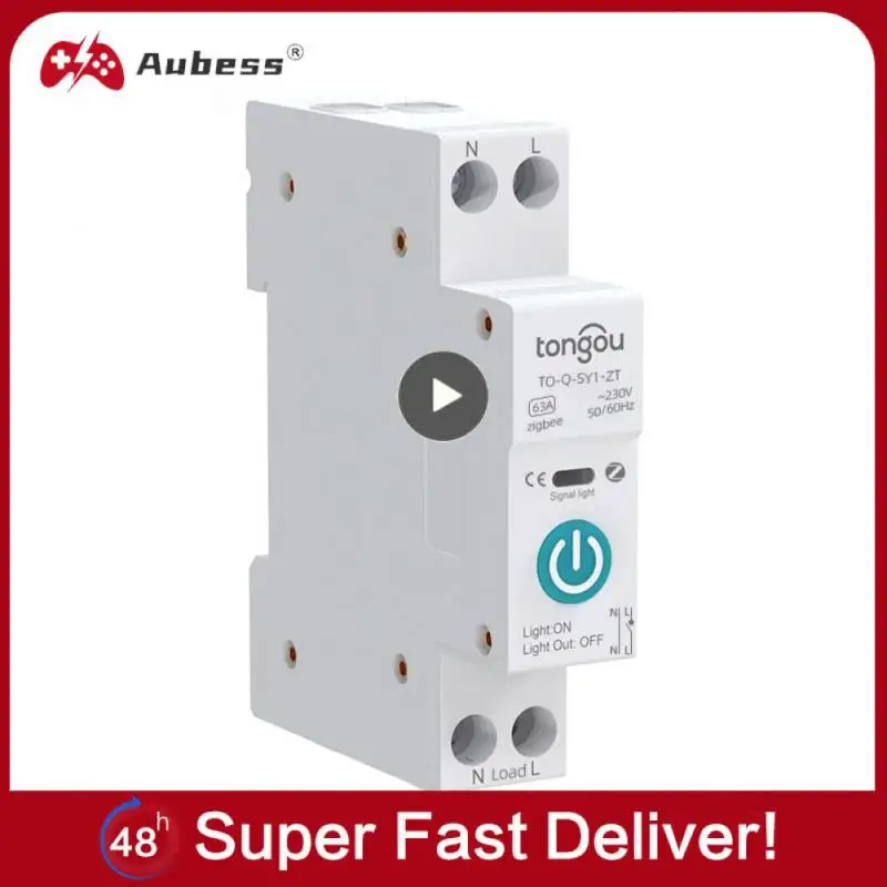 

Автоматический выключатель Tuya ZigBee, умный автоматический выключатель с дозатором, 1P, 63 А, DIN-рейка, работает с Alexa, 1 шт.