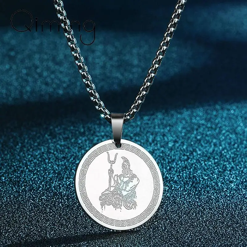 Ожерелье с подвеской-медальон из Нержавеющей Стали Греческий хтонический Бог