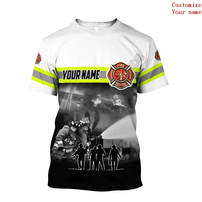 

Customize Name Firefighter 3d All Over Printed t-shirt Harajuku Streetwear Summer T shirts Men For Women Cosplay Short Sleeve 06