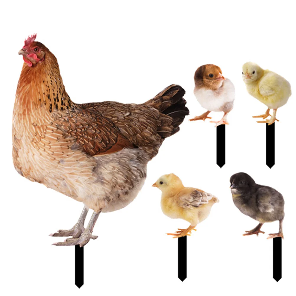 

1 Set Acrylic Chicken Stake Chicken Hen Yards Decoration Acrylic Garden Small Chick Stake