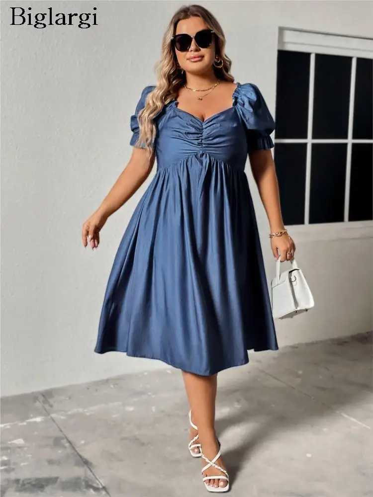 

Женское элегантное плиссированное платье средней длины, летнее модное женское платье с оборками, повседневное свободное женское платье 2023