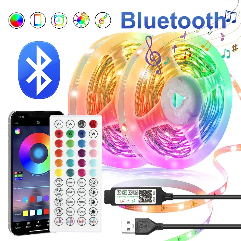 1M-30M Rgb Usb Led Полосы 5050 LED Bluetooth DC5V Led Лед Свет ТВ Подсветка Лента Лента для Детей В Комнату Декор Партии