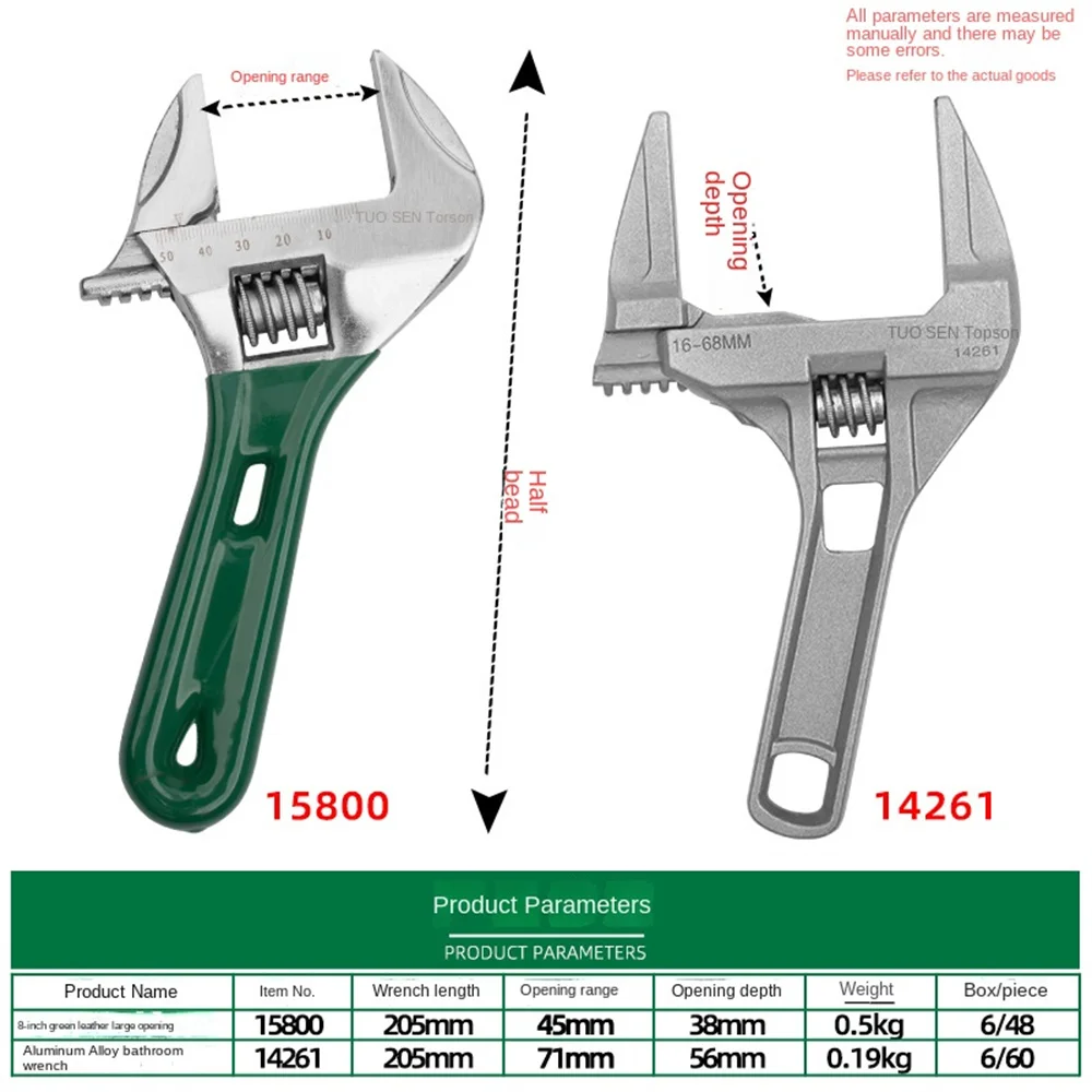 

Short Handle Shifting Spanner Laser Scale Nut Sink Wrench Pipe Spanners Nut Key Hand Tools Mini Universal Spanner Carbon Steel