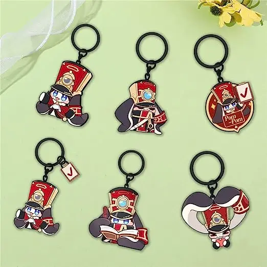 

6Pcs Game Honkai Star Rail Acrylic Keychain Pom-Pom Cartoon Cute Figure Cosplay Pendant Accessories Jewelry Anime Fans Gift