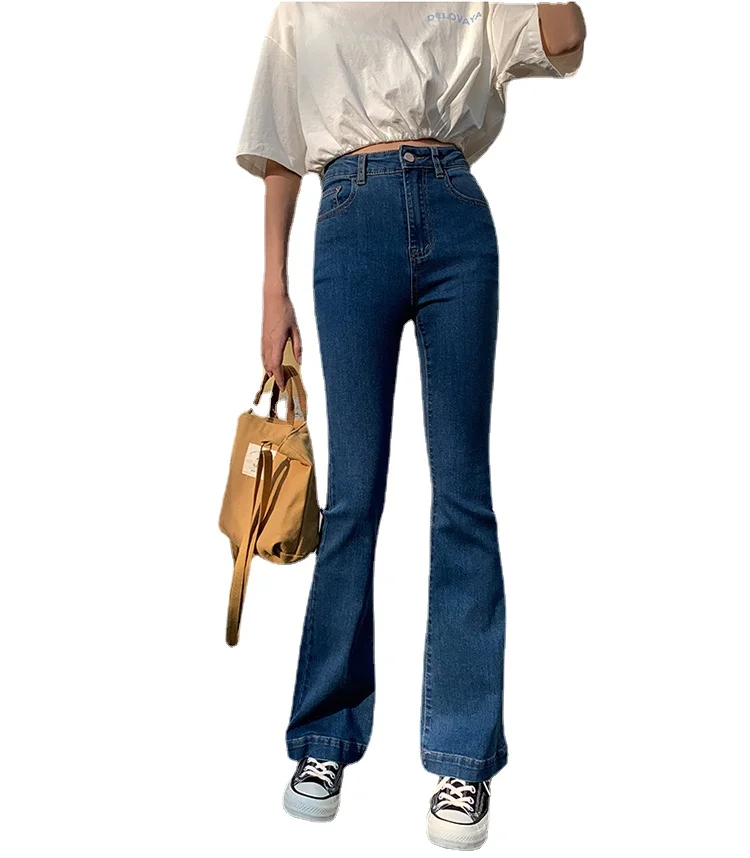 

Женские джинсы с завышенной талией, эластичные расклешенные брюки из хлопка, уличный стиль