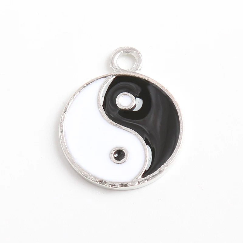 10 шт. модные эмалированные двухсторонние подвески из сплава, подвески в стиле тайцзи Инь Янь, 18*22 мм AAC319