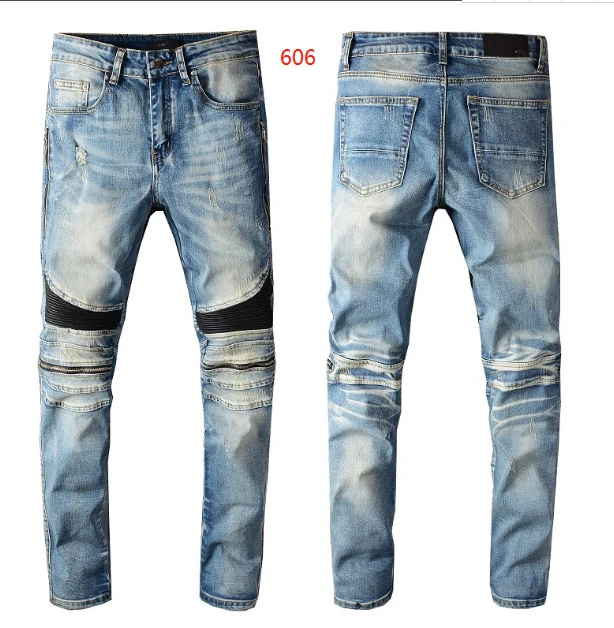 Специальное предложение Мужские Синие рваные джинсы в стиле high street облегающие