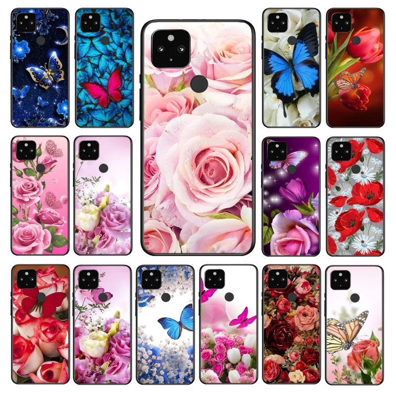 

Red butterfly roses flower Phone Case for Google Pixel 7 Pro 7 6A 6 Pro 5A 4A 3A Pixel 4 XL Pixel 5 6 4 3 XL 3A XL 2 XL