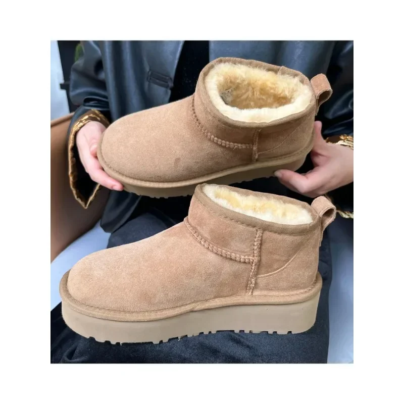 Женские зимние толстые ботинки из натуральной кожи и овечьей шерсти 6109-1