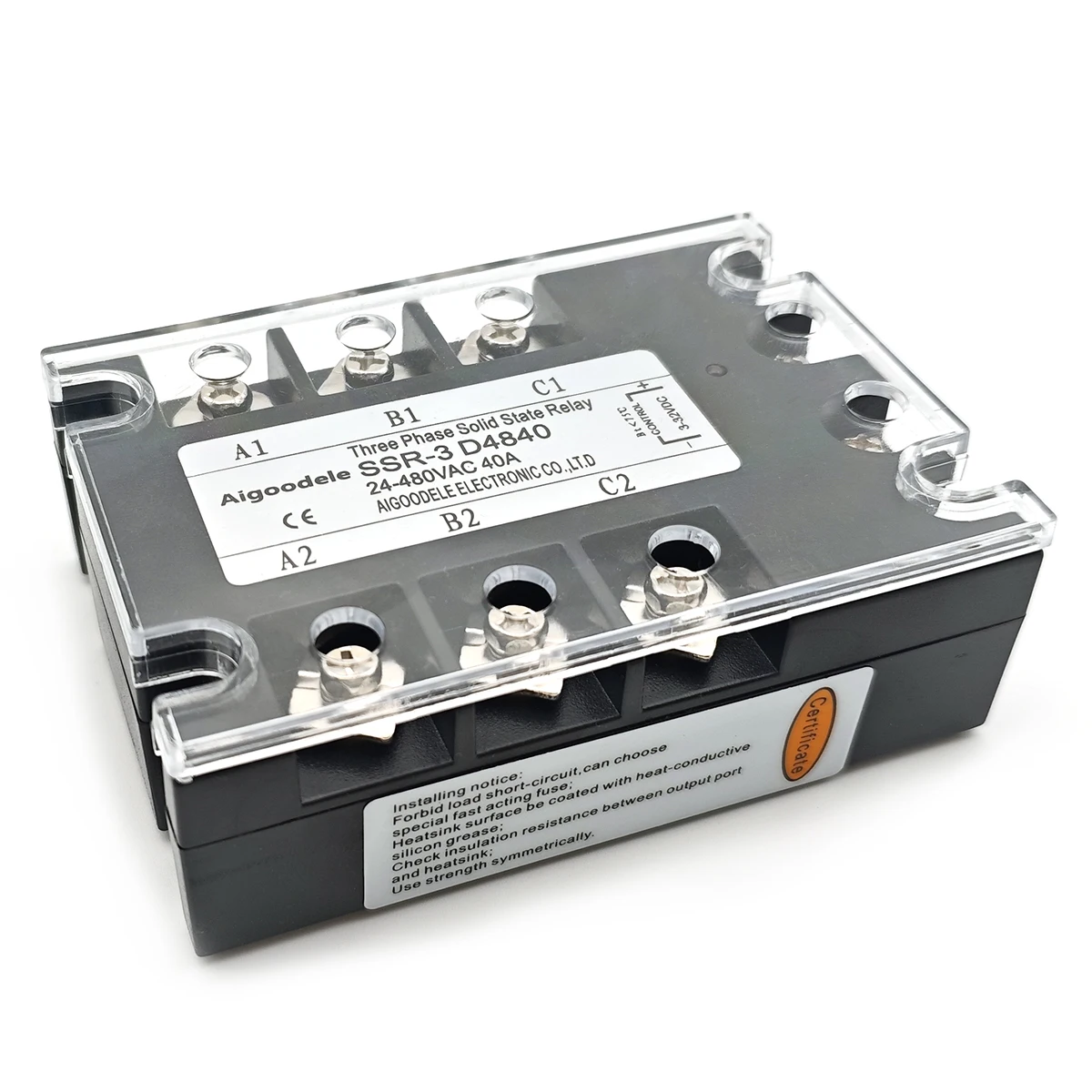 Трехфазное твердотельное реле SSR-3 DA 25-200А DC-AC 3-32В 24-480В