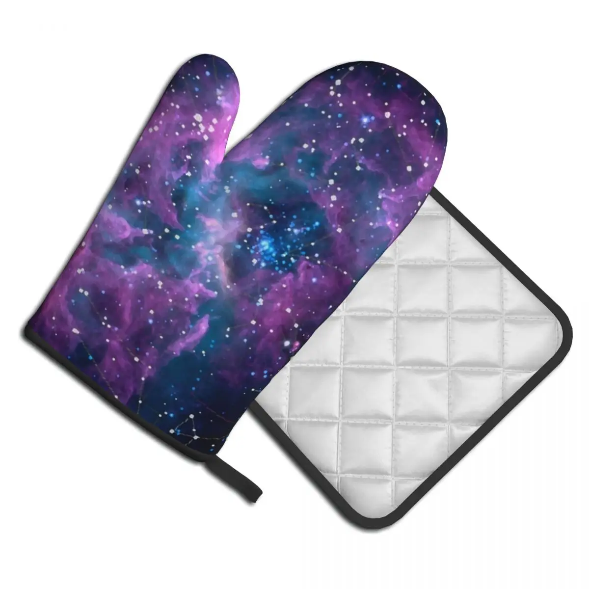 

Galaxy Sky Print Kitchen Glove Pink Nebula Hot Oven Bowl Mitten Pot Holder BBQ Bakery Heat Resist Mitts Set