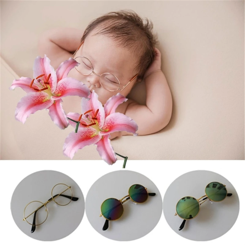 

Newborn Photo Prop Lovely Metal Glasses for Your Babies First Pictures