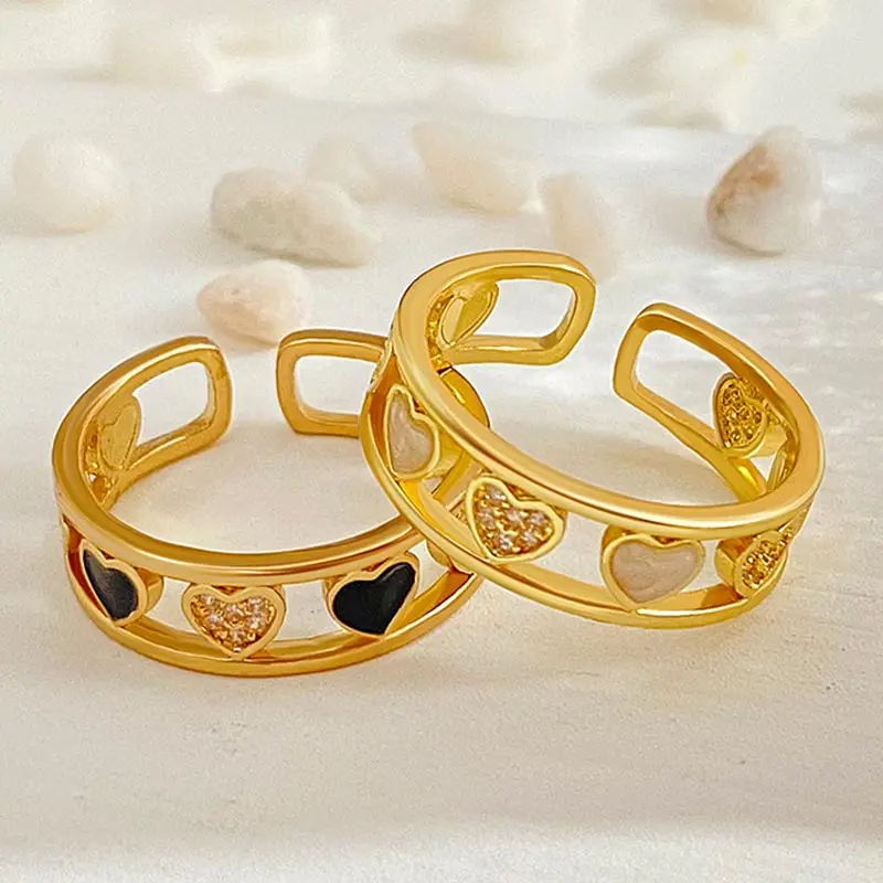 

Korean Fashion Heart Adjustable Rings for Women Clear Crystal Open Finger Ring Trend Jewelry Accessories Party Gifts