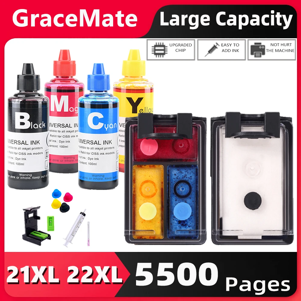 

21 22 Refill Ink Kit for HP 21 22XL hp21 hp22 Ink Cartridge for HP Deskjet F2180 F2200 F2280 F4180 F300 F380 380 D2300 Printers