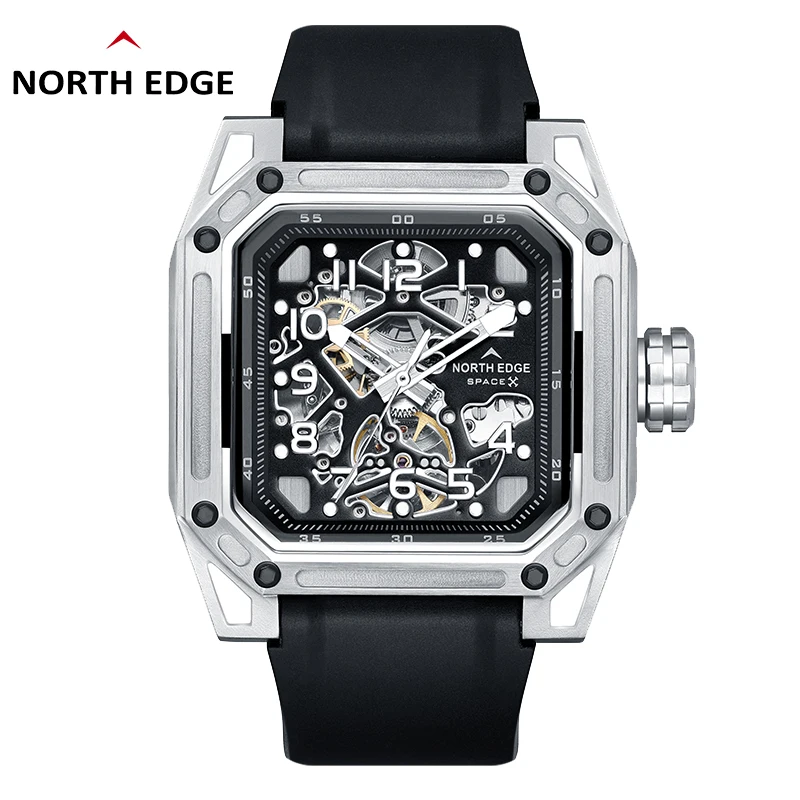 

NORTH EDGE Space X Men's Mechanical Watches Stainless Steel Skeleton Automatic Watch For Men Waterproof 100M Seagull's Movement
