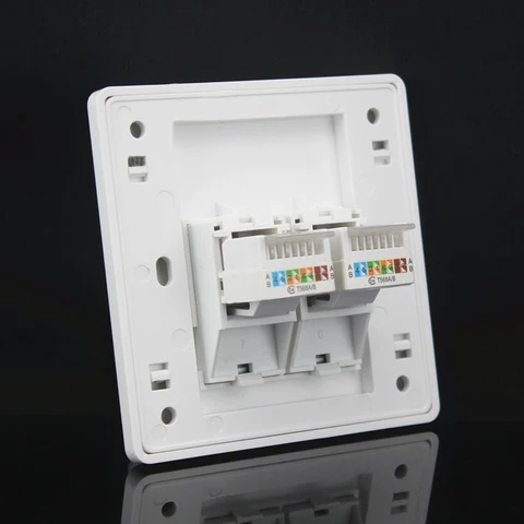 Разъем rj45, модульный, 2 порта, cat5e cat6, Keystone, настенная лицевая панель, лицевая панель, белая настенная розетка без инструментов, 86 мм