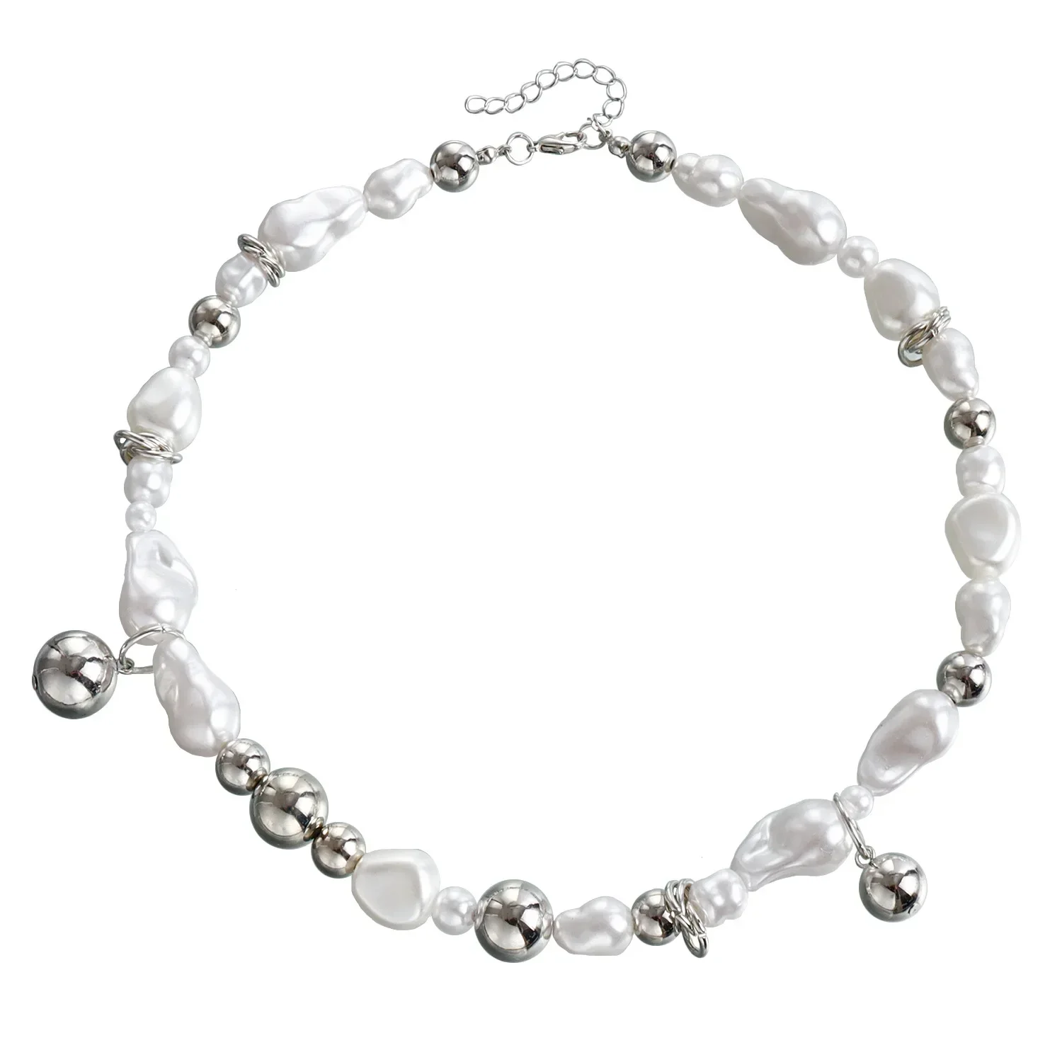Ожерелье женское из бисера с большими белыми бусинами металлическое колье