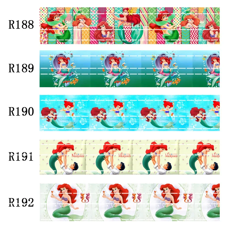 

50 yard Cartoon character 7/8inch 1inch 1.5inch 2inch 3inch printed cute princess grosgrain ribbon R188