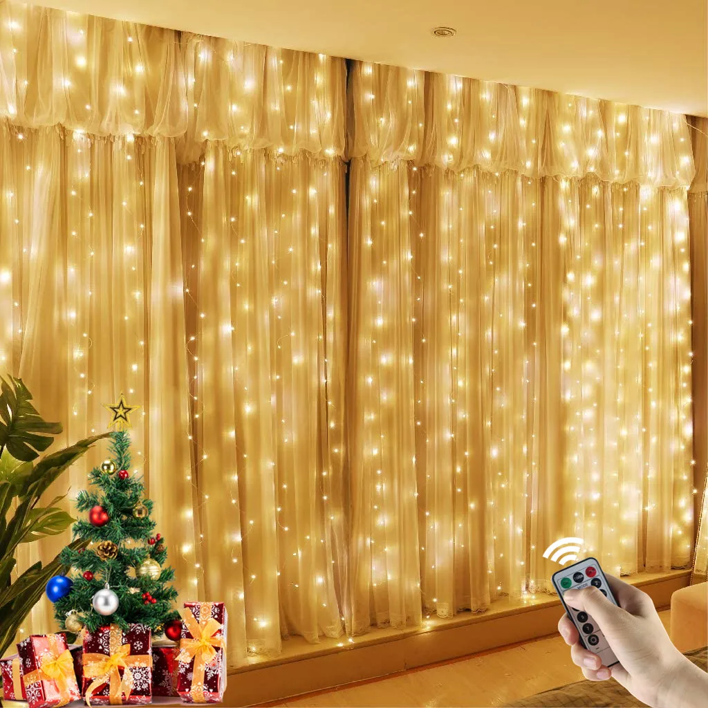 3M LED Curtain String Lights USB Fairy Garland Lamp Navidad New Year Window Wedding Room Christmas Decorations Christmas Lights