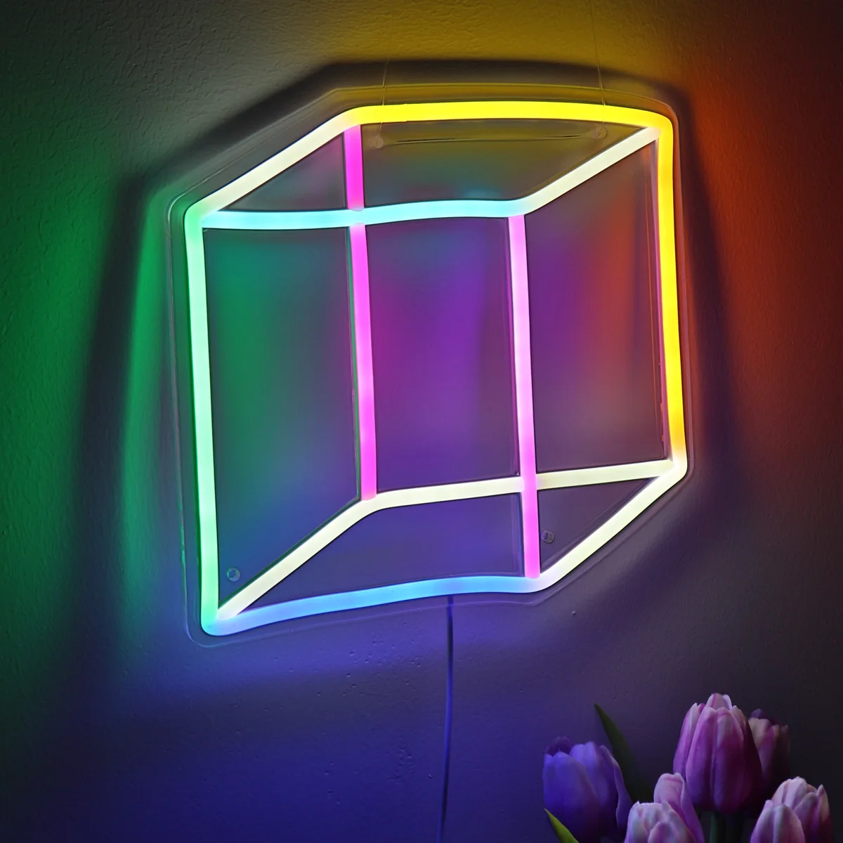 1 шт. необычная неоновая вывеска в виде Куба для комнаты дома оформления паба