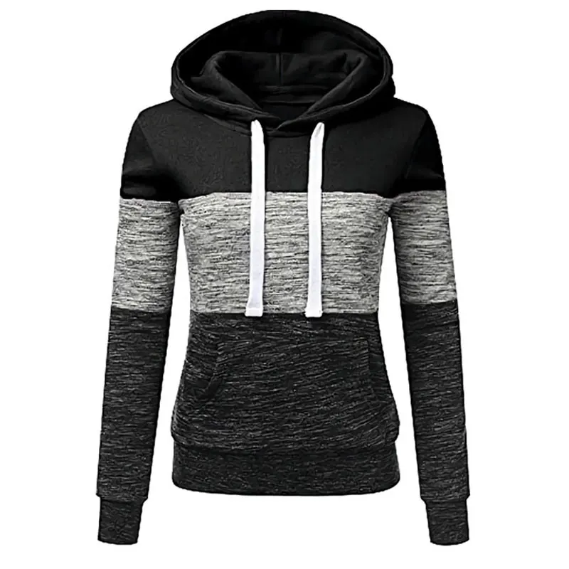 

Women Hoodies Autumn Winter Sweatshirts Female Pullover Hoodies Fashion Color Stitching Tops Plus Size Ladies Streetwear
