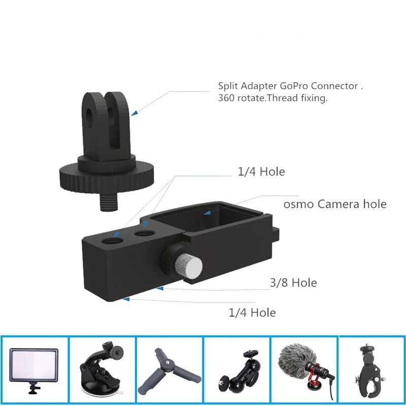 

CNC Кронштейн многофункциональный Расширенный зажим для GoPro Hero камеры Адаптер для dji OSMO Карманный ручной карданный аксессуары