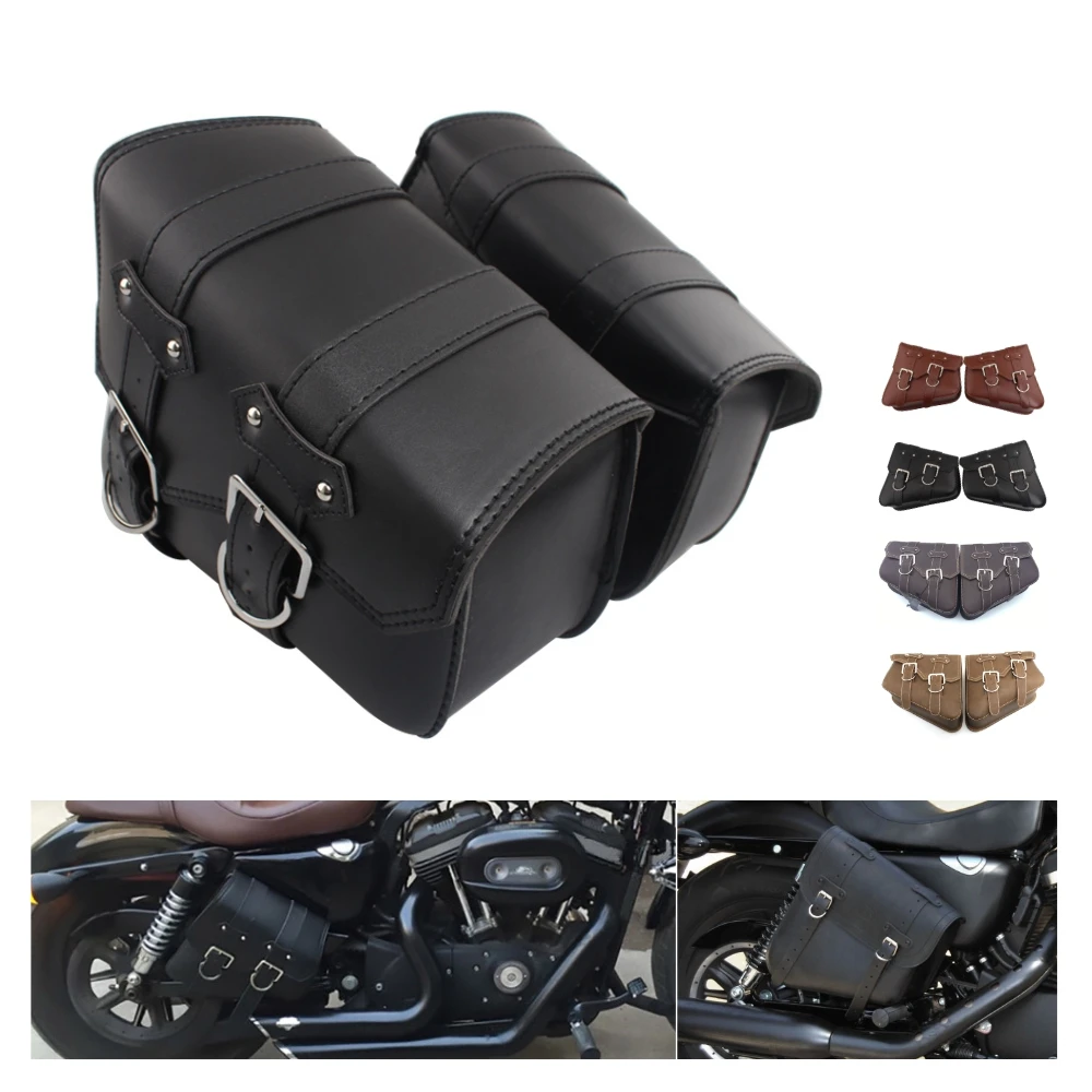 Motorcycle Leather Saddle Bag Swingarm Solo Bag Tool Side Ba