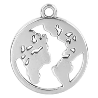 wholesale simple silver round coins world map alloy pendant charm circle pendants diy crafts making handmade jewelry accessories