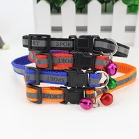 reflective anti lost dog collars with glowing bells pet cat collar adjustable necklace chain nylon neck ring reflection light