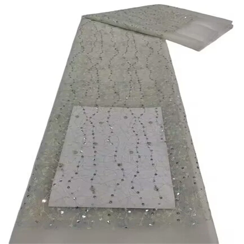 

Высококачественная африканская кружевная ткань 2023, французская сетчатая ткань с блестками, швейная вышитая кружевная тюль, нигерийская Кружевная Ткань 5 ярдов