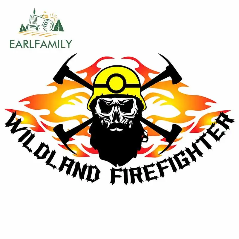 EARLFAMILY 13 см x 7,4 см для Wildland, пожарного, огня, черепа, устойчивые к царапинам автомобильные наклейки, интересная наклейка, подходит для JDM RV