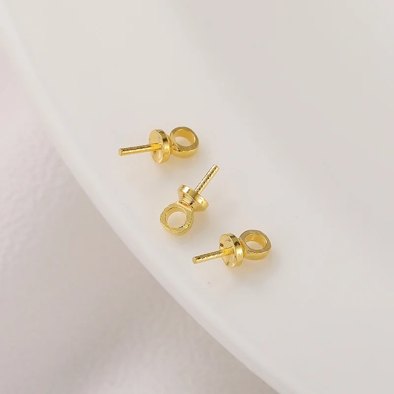 100pcs/Lot 3mm 4mm 5mm Metal Jewelry Eye Pin Pearl Charm Connector Beads End Caps Clasps For DIY Handmade Making Accessories