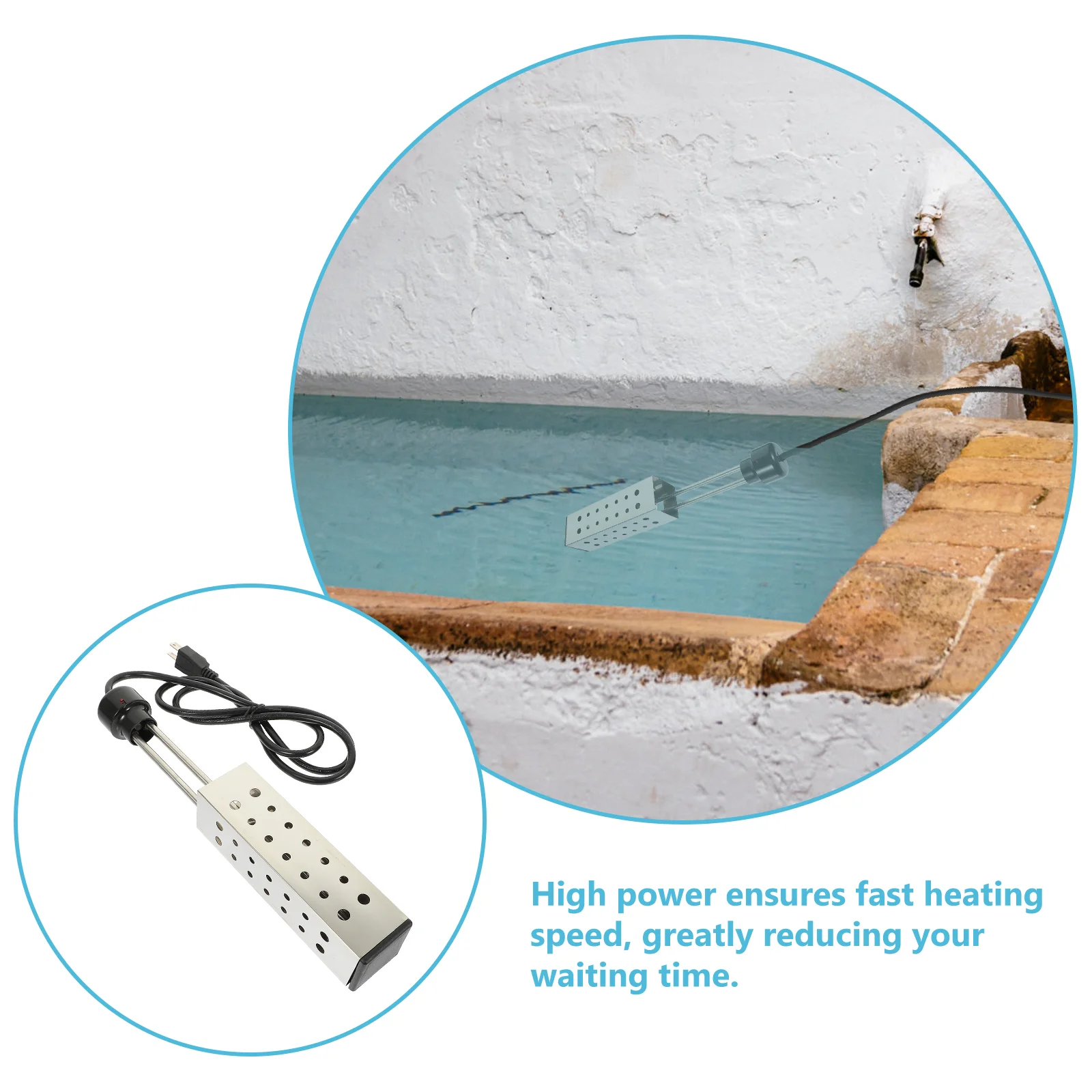

Swimming Pool Heater Water Bathtub Hot Fast 1500W Simple Durable Warmer Metal Heating Tube Plug