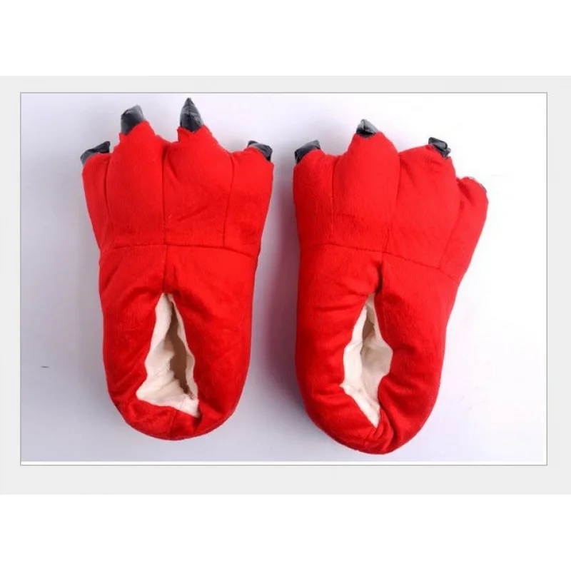 Зимние теплые плюшевые домашние тапочки в виде лап животных