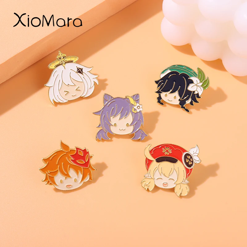 

Genshin Impact Enamel Pins Classic Chibi Animation Characters Tartaglia Klee Paimon Brooches Game Lapel Badge Jewelry Gift