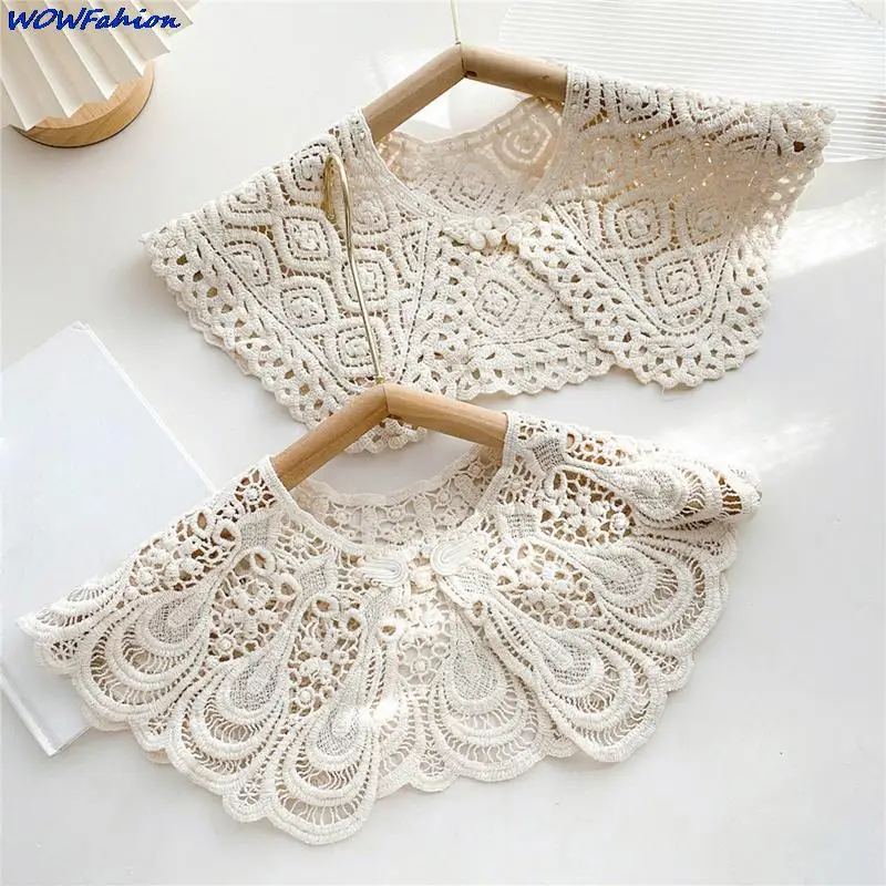 

Lace Fabric Neckline Detachable Fake Collar DIY Breathable Scarf Around Neck Flower Sweet Hollow Comfortable Dress Accessories