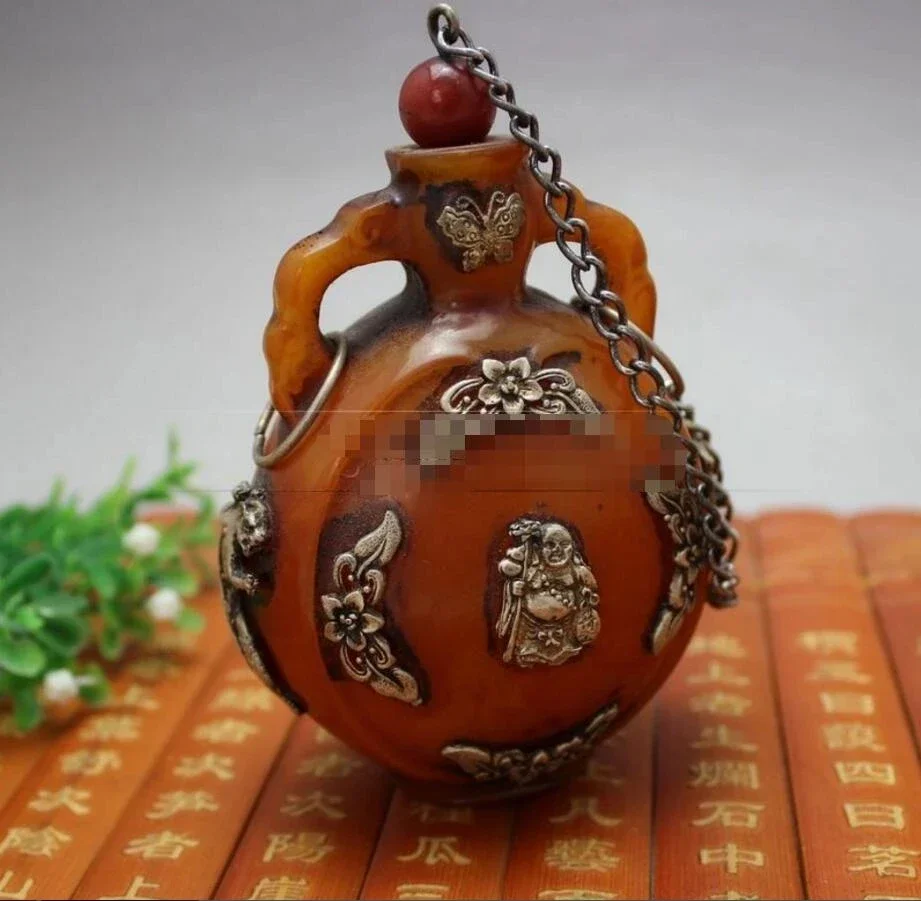 Медная статуя Антикварная сумка серебро инкрустированная желтой восковой