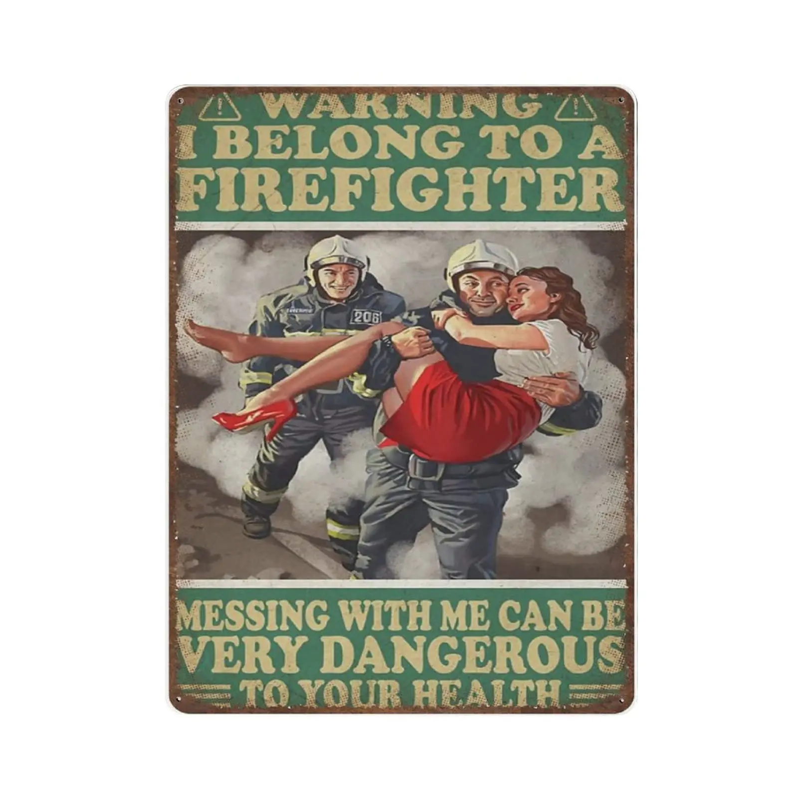 

Vintage Thick Metal Tin Sign-A Warning A I Belong to A Firefighter Messing with Me Tin Sign -Novelty Posters，Home Decor Wall Art