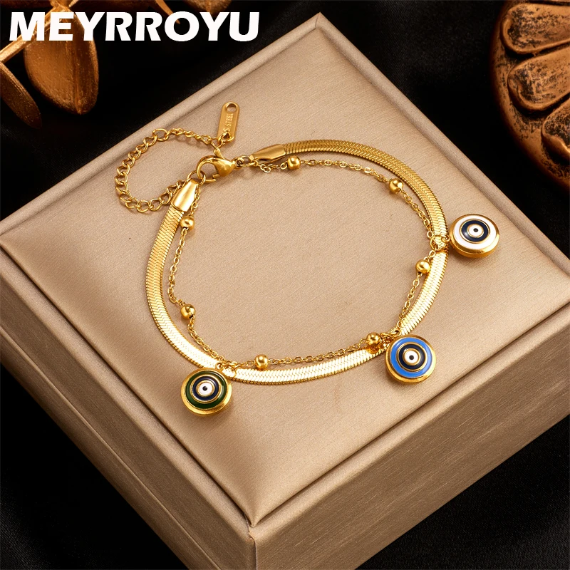 

MEYRROYU 316 Stainless Steel New Fashion Eyes Snake Chain Charm Bracelet for Women Wedding Jewelry Gifts pulseras mujer Bijoux