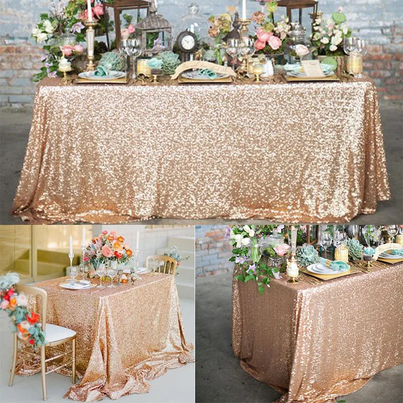 

180x120cm Rectangular Table Cover Glitter Sequin Table Cloth Rose Gold Tablecloth for Wedding Birthday Party Home Decoration