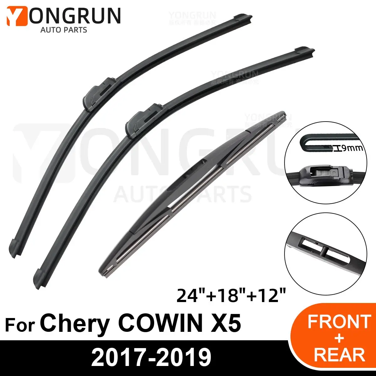 

Car Windshield Windscreen Front Rear Wiper Blade Rubber Accessories For Chery COWIN X5 24" 18" 12" 2017-2019 2017 2018 2019