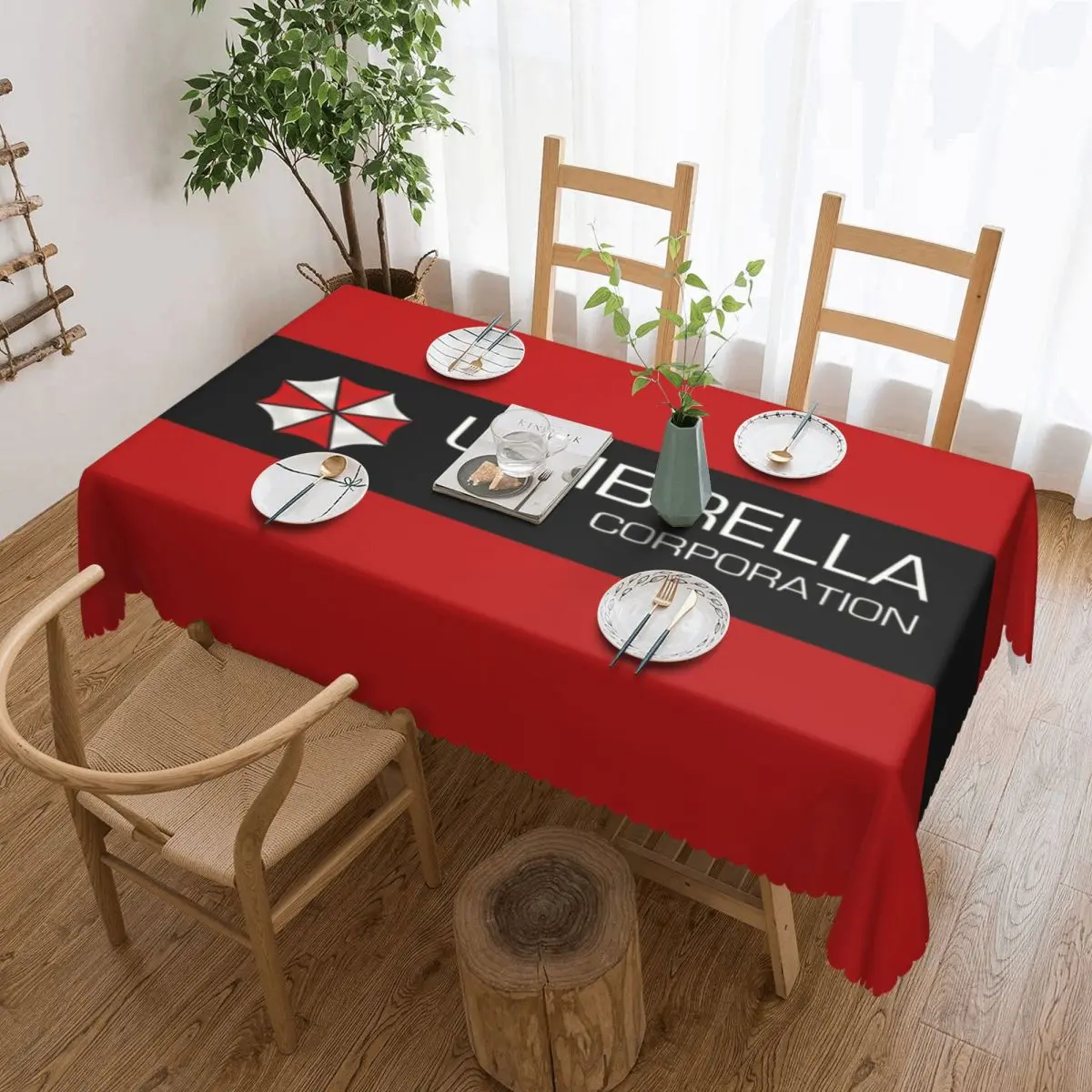 

Rectangular Video Game Cosplay Umbrella Corporations Table Cloth Oilproof Tablecloth Outdoor 40"-44" Table Cover