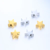 5pcs polished stainless steel star shaped loose beads necklaces bracelets hole beads spacer charms diy jewelry gifts accessories