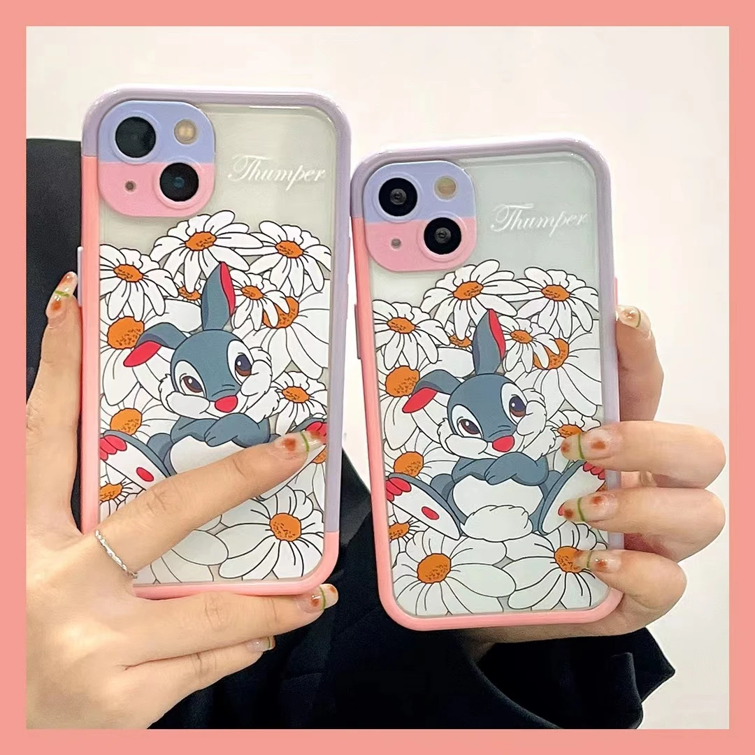 

Cute daisy rabbit phone case for iphone11Pro max X XR XS Max Backcover 13 12 pro max Luxury bunny Contrast Color Frame cases