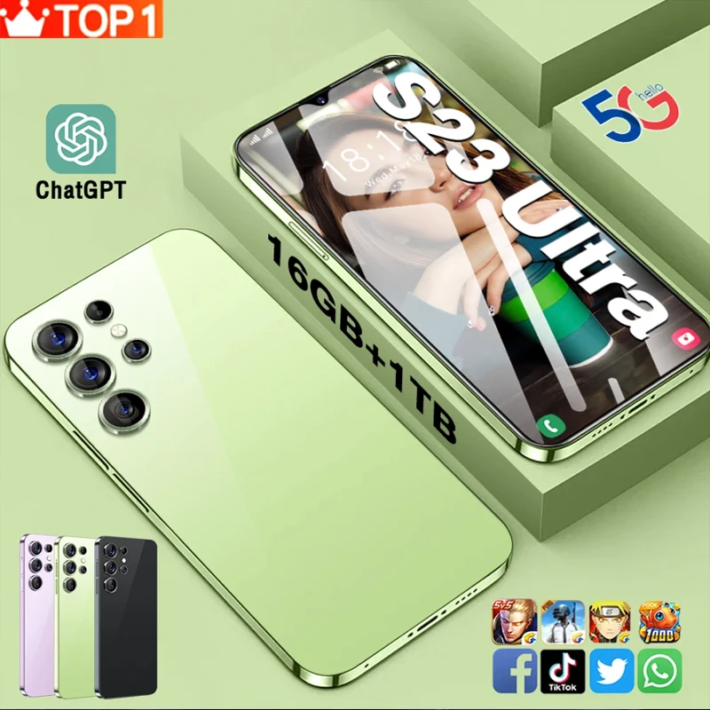 

S23 Ultra Smartphone Original 7.3 Inch 16GB+1TB Unlocked Mobile Phones 6800mAh 4G/5G Network Celular 48+72MP Android Cell Phone