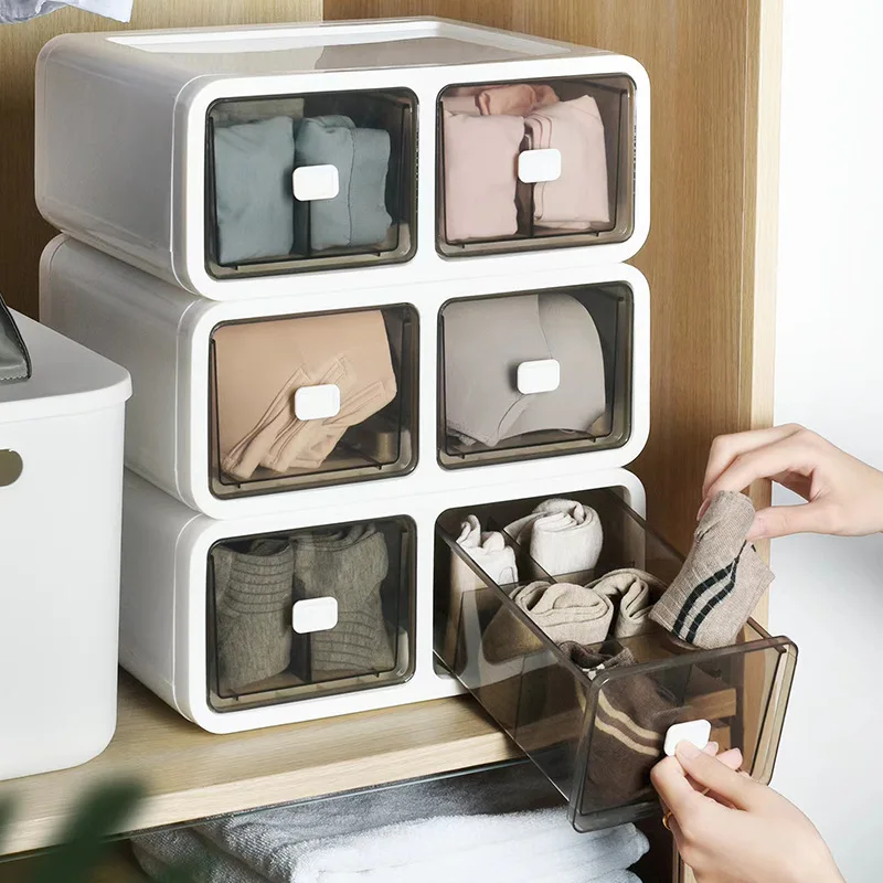 

Plastic Underwear Storage Box Organizer for Socks Ties Drawer Bra Closet Organizer Dustproof Jewelry Multi Grid Sorting Box