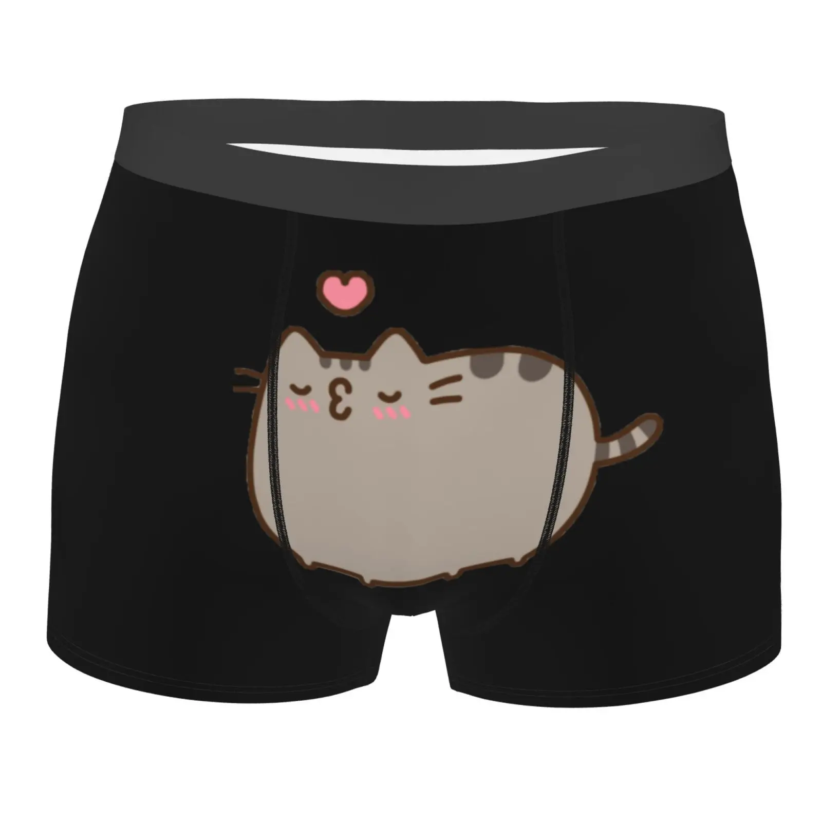 

Kiss Cat Valentine Men Underwear Sexy Male Underpants Double Sides Printed Soft Breathable Machine Wash Boxers Pack Print
