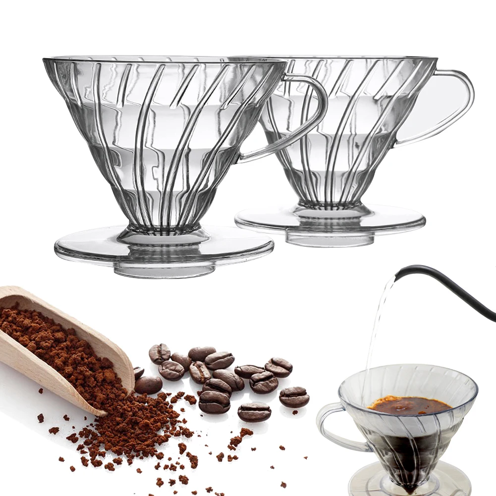 

Coffee Dripper Glass Funnel Drip Coffee Maker Filter Transparent Reusable Pour Over Brewing Cup 2 or 4 Cups