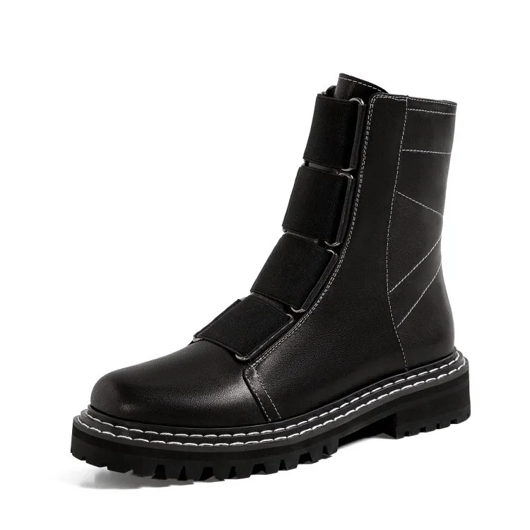 

Женские ботильоны из натуральной кожи, на массивном каблуке